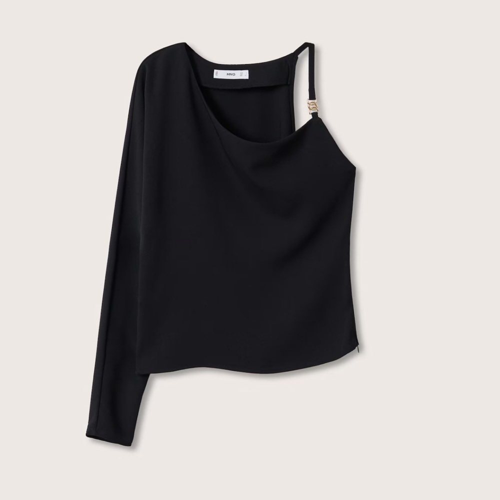Mango Black Asymmetrical Top